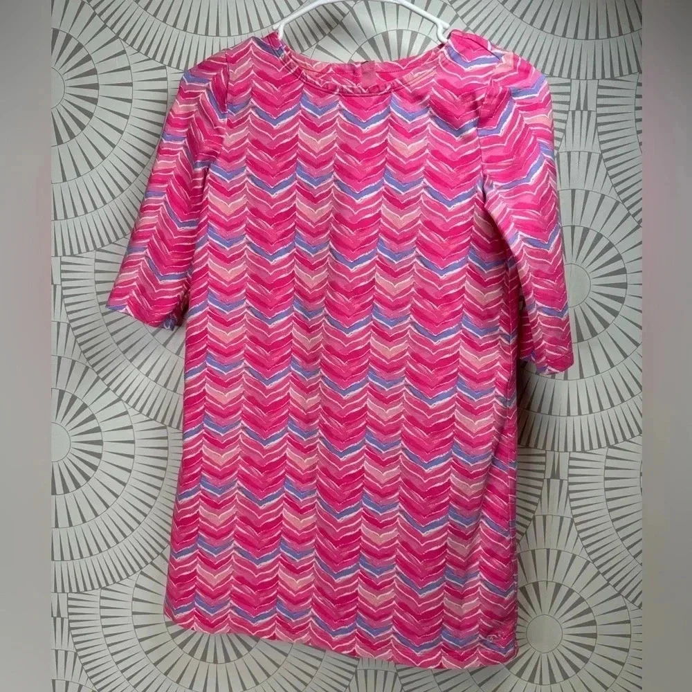 Vineyard Vines Girls Watercolor Whale Tail Tunic Dress Pink Sherbet Size M 10-12